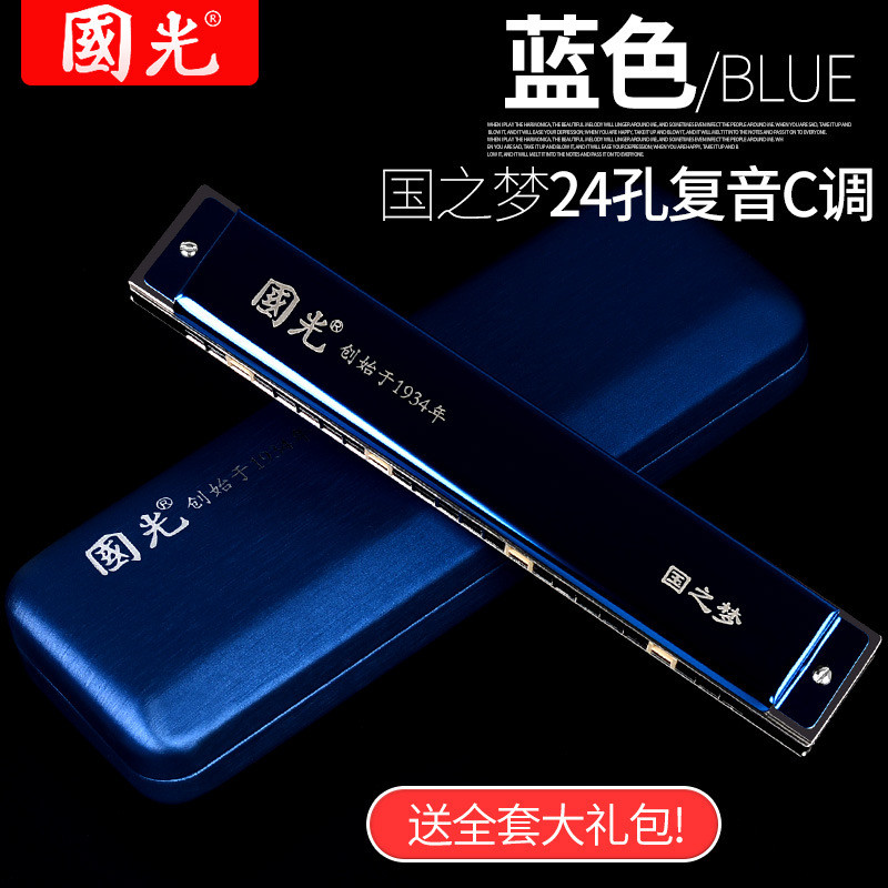 国光专业之梦24孔口琴复音c调初学者学生儿童成人入门国演奏