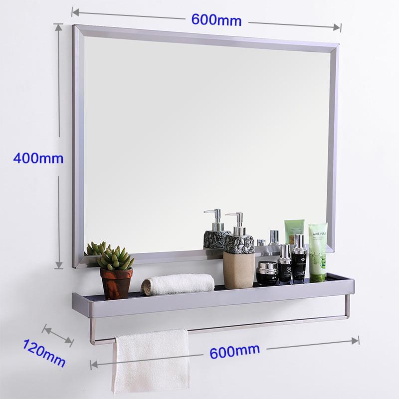 304不锈钢卫生间镜子带置物架壁挂厕所洗漱梳妆浴室镜子挂墙新款