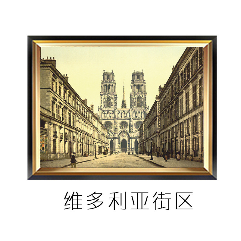 美式经典建筑客厅装饰画欧式复古卧室书房挂画沙发背景墙欧式壁画图片
