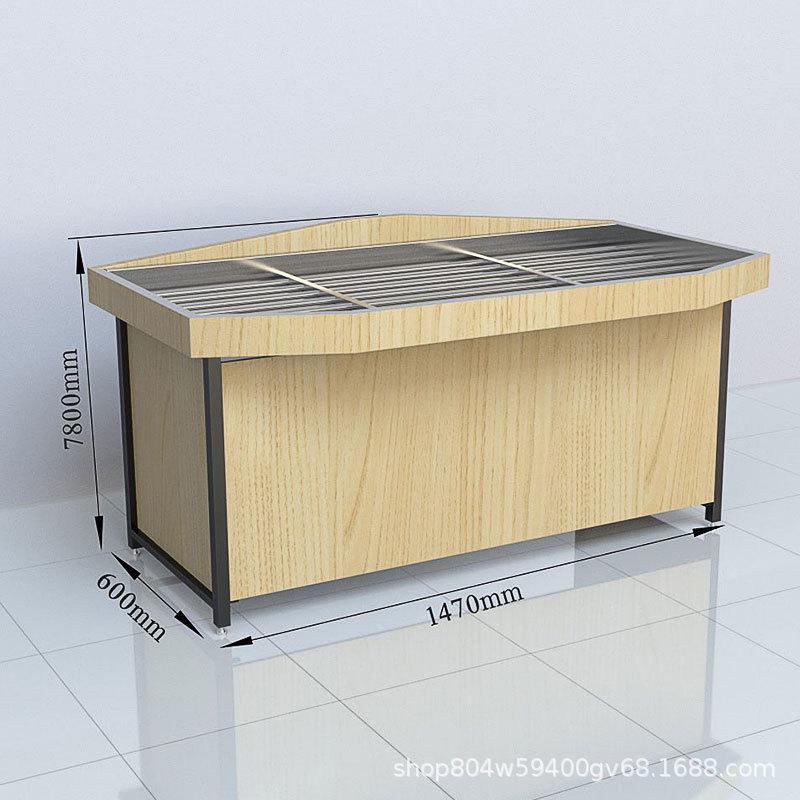 不锈钢中岛货柜生鲜木商超钢店果蔬架超市货架水果货架蔬菜展示架