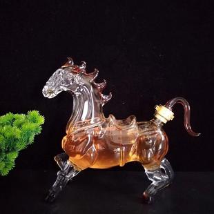 现货动物酒瓶鞍马酒瓶2斤工艺玻璃工艺空心马泡酒瓶生肖马型酒瓶