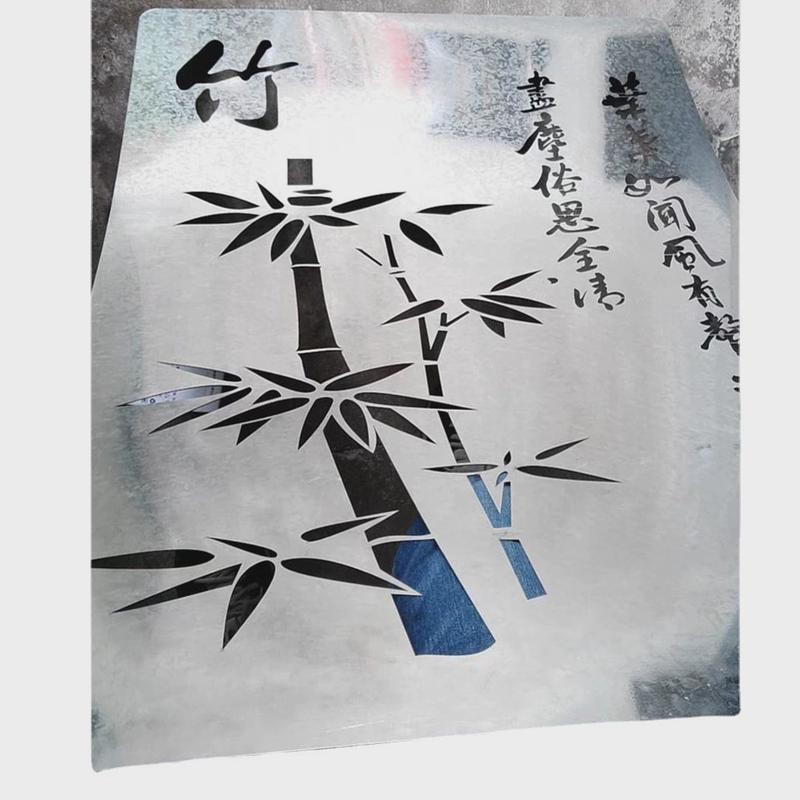 镀锌铁艺术模板手绘墙饰模具镂空雕刻个性空心图案老虎竹子