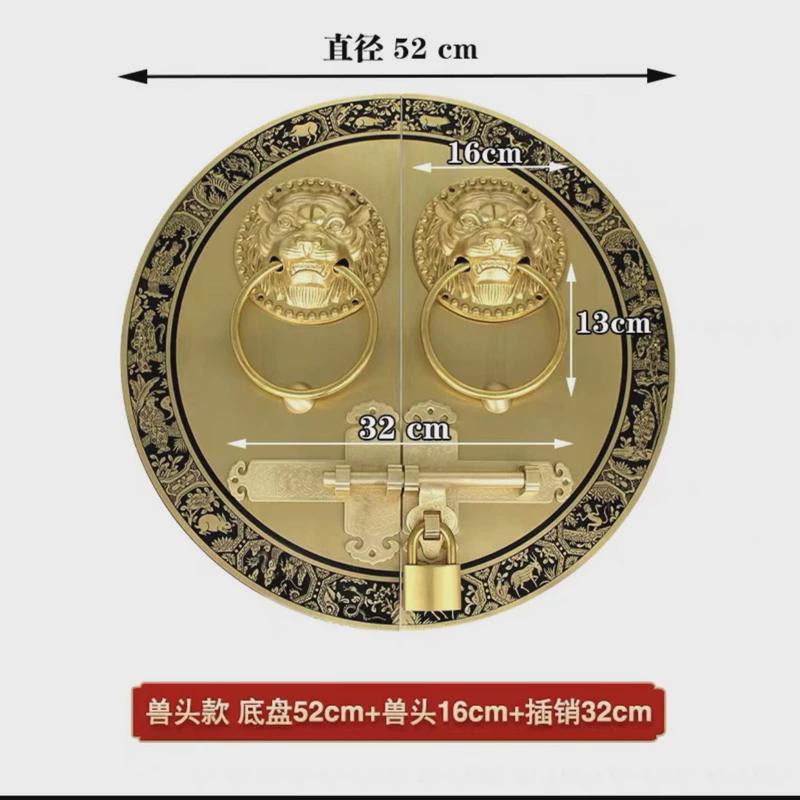 aza3户外花园中式明插销纯铜门栓双开大门锁扣仿古复古木门门锁铜