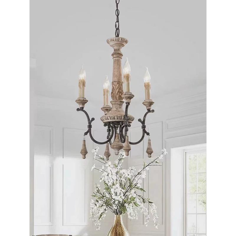 木艺雕刻客厅吊灯法式乡村餐厅灯设计师民宿卧室灯具艺术灯饰美式