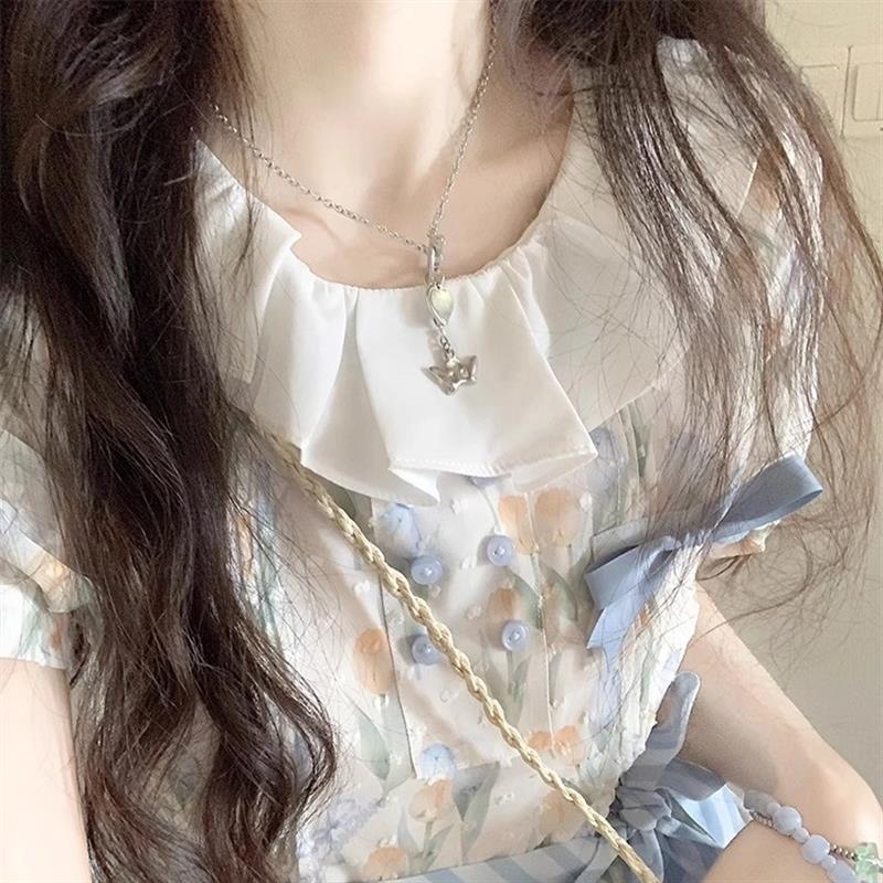 法式甜美郁金香连衣裙女夏可爱少女森系田园风收腰显瘦小清新裙子