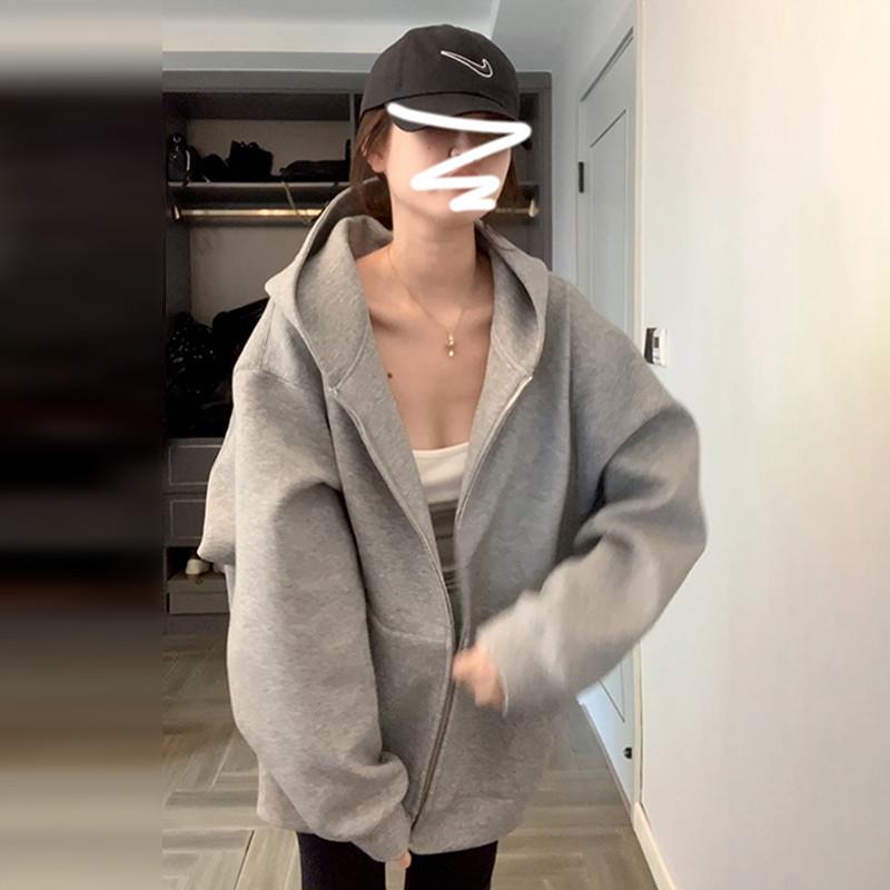 开春穿搭超好看百搭韩系灰色卫衣外套女春秋2025新款今年流行爆款
