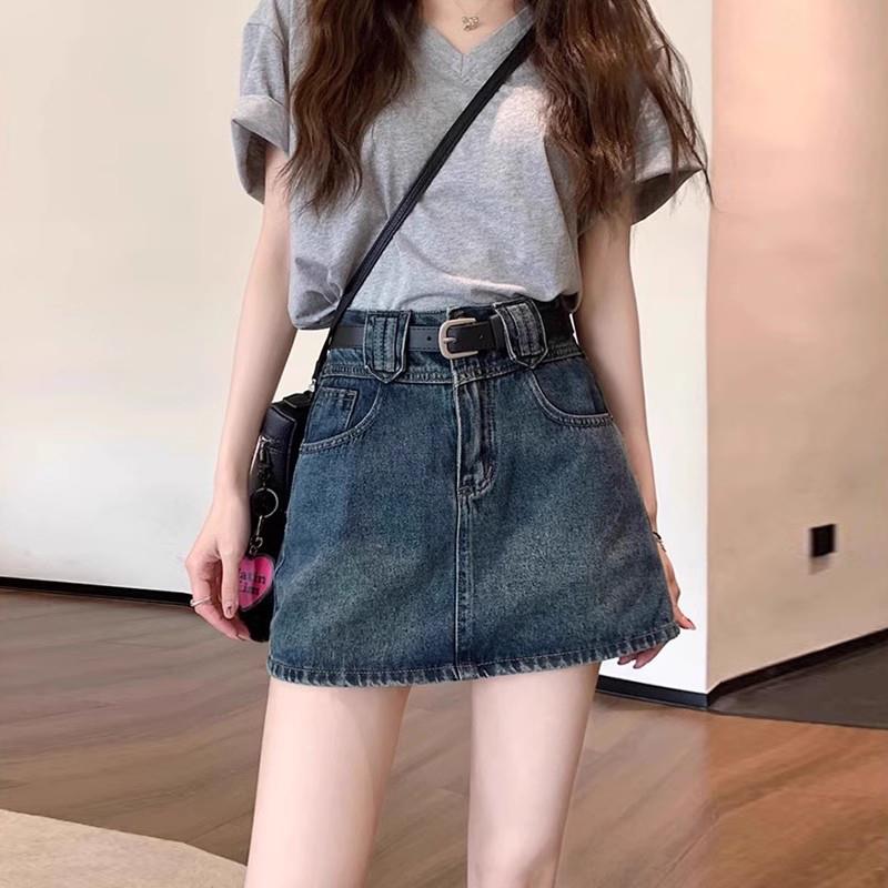 大码牛仔半身短裙女夏季薄款胖mm高腰显瘦遮肚小个子a字包臀裙裤
