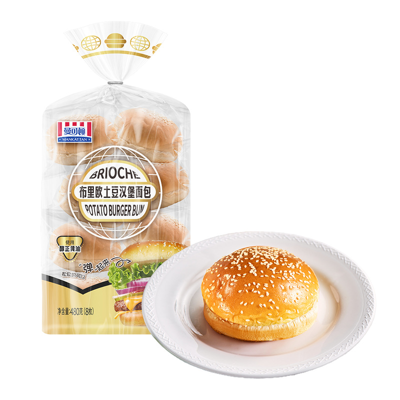 山姆代购 曼可顿 布里欧土豆汉堡面包 480克(8枚) 汉堡胚早餐松软