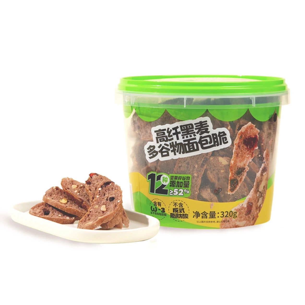 山姆代购 烧菓坊 高纤黑麦多谷物面包脆 320g 膳食纤维高蛋白早餐