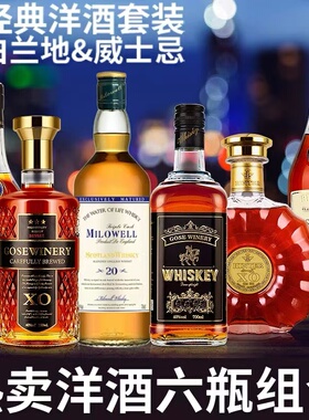 洋酒组合正品法国原酒进口洋酒套装xo白兰地威士忌酒吧夜店ktv酒
