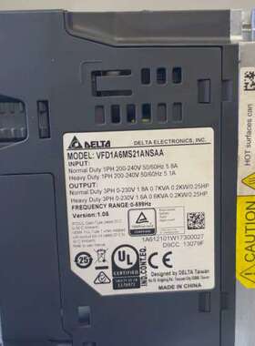 DELTA台达变频器 MS300 VFD1A6MS21ANS
