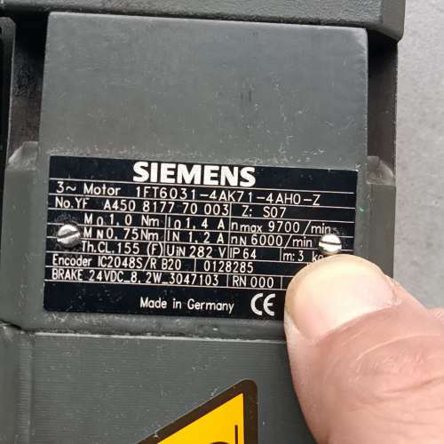 通快激光Z轴电机拆机一台，型号1FT6031-4AK71-4