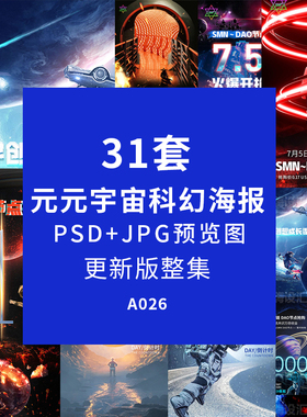 元宇宙科幻海报模板PSDS格式JPG预览图设计素材文件