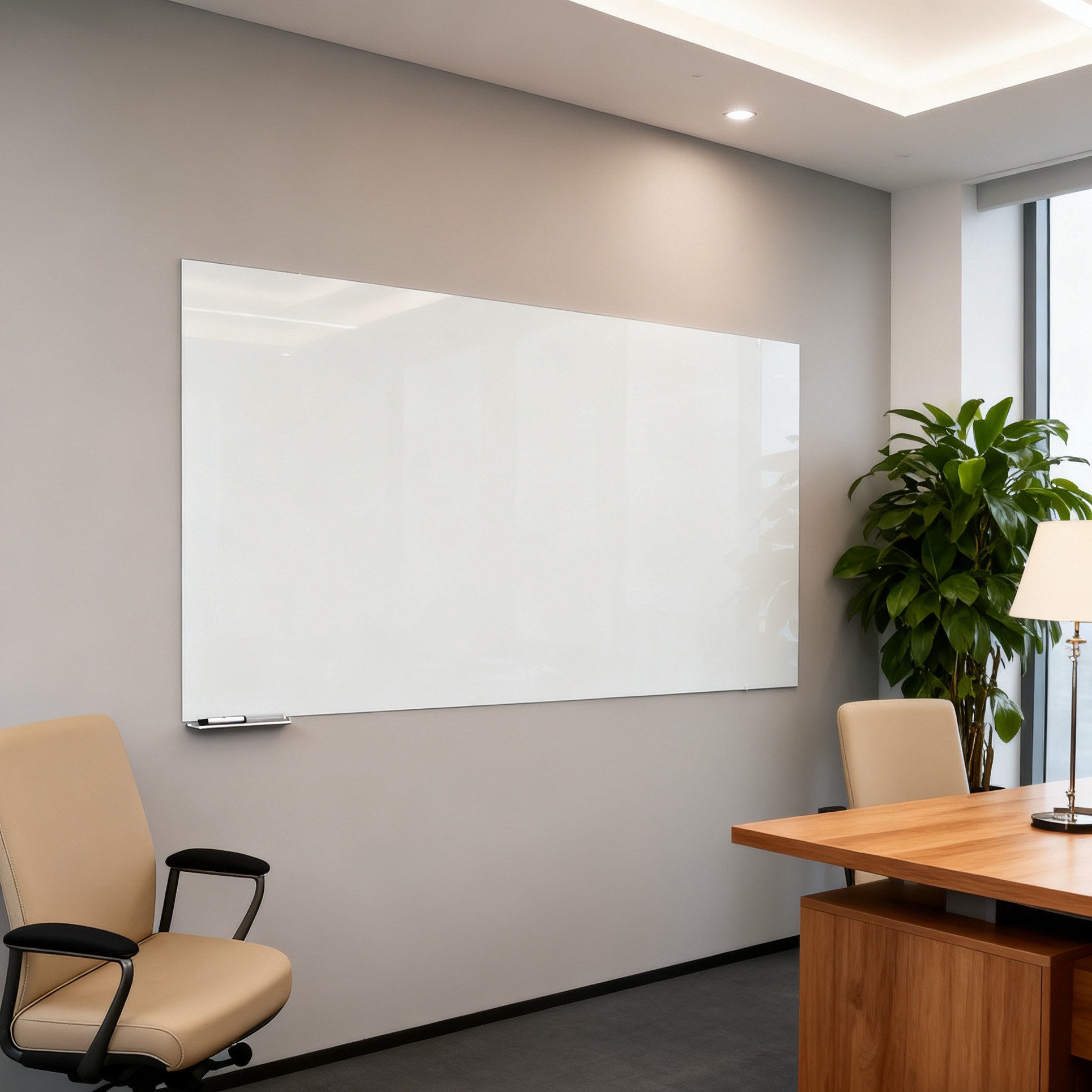 磁性钢化玻璃白板挂墙教学办公