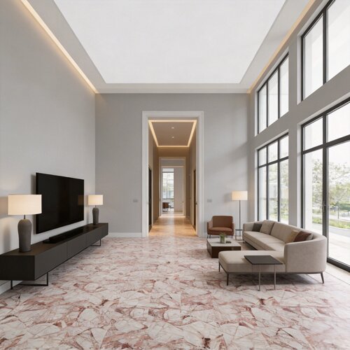 红色奢石地砖600*1200瓷砖别墅酒店大厅KTV定制地板砖750*1500