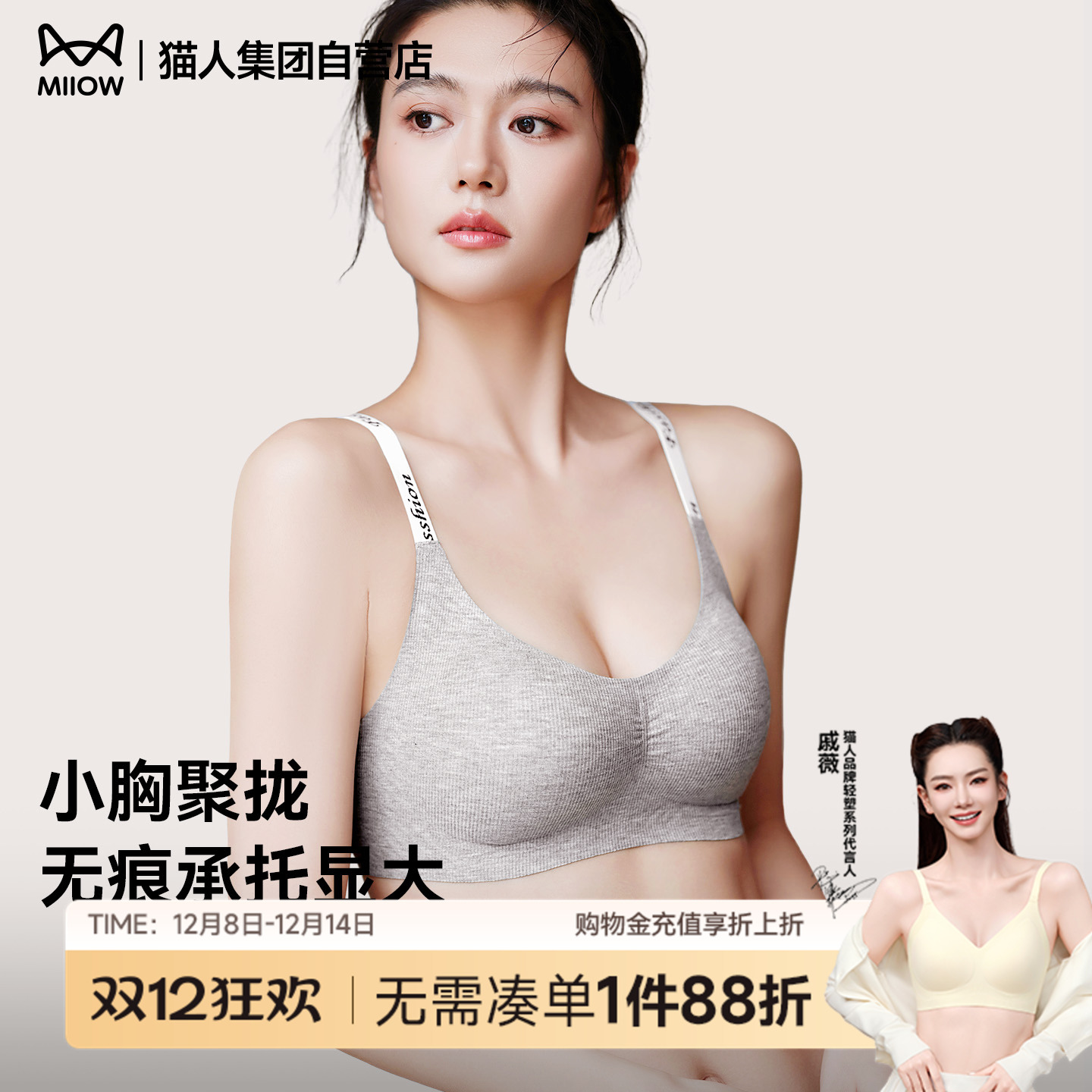 无痕聚拢小胸显大收副乳防垂文胸