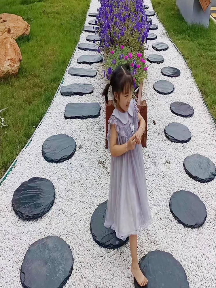 青石板踏步石花园草坪铺路垫脚户外园林汀步石防滑天然石板地砖