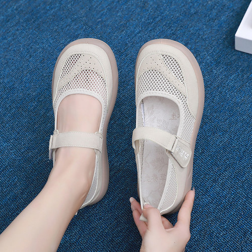夏季透气一脚蹬妈妈老北京布鞋