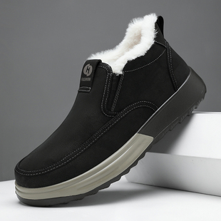 冬季新款绵羊毛棉鞋男加绒保暖雪地靴时尚简约棉靴防滑软底爸爸鞋