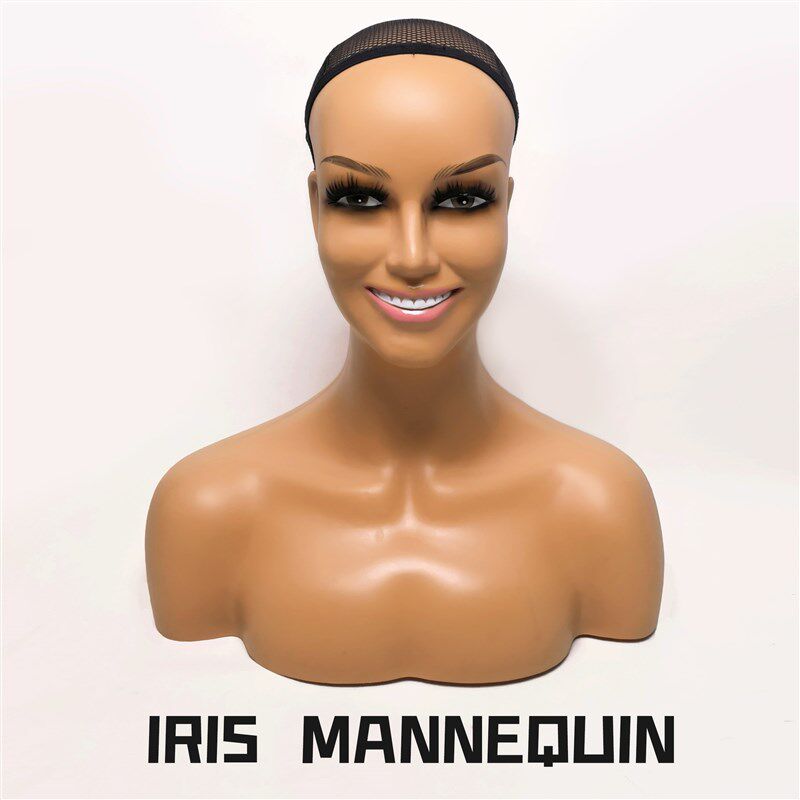 iris笑脸假人头欧美假模特头双肩展示头台假发拍摄模特仿真头模
