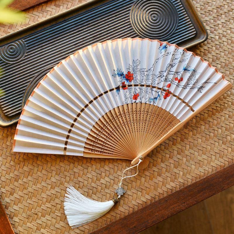 扇子折扇夏季高档古风中国风夏天儿童折叠舞蹈扇汉服旗袍中式竹扇