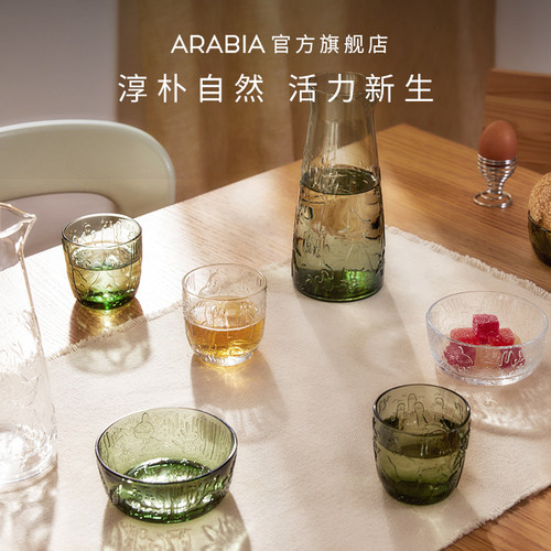 芬兰进口arabia姆明玻璃水杯