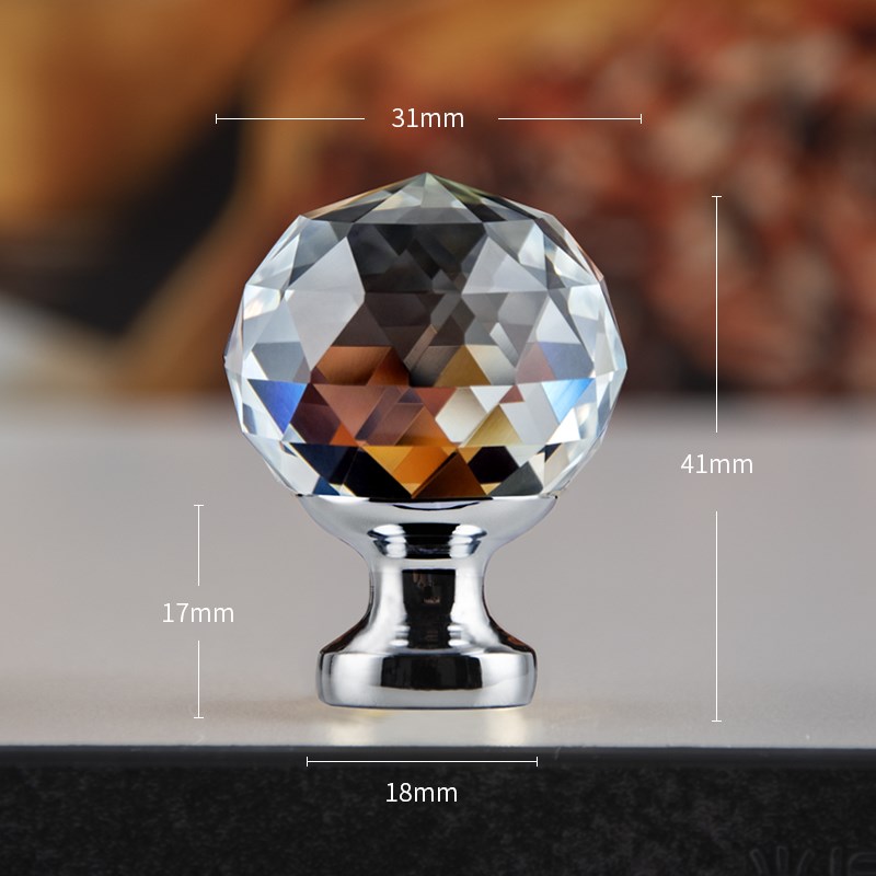 意大利法式轻奢水晶镶钻石水钻拉手单孔透明柜子抽屉衣柜门把手