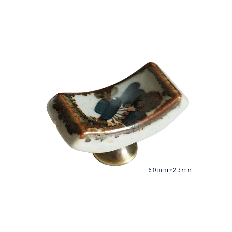 日式手工粗陶瓷拉手现代简约橱柜抽屉衣柜门把手艺术复古新中式