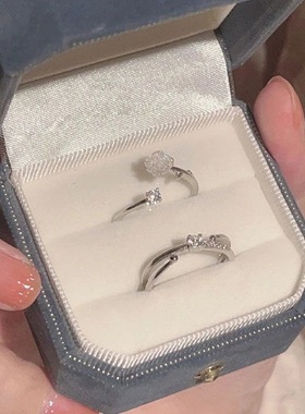 山茶花戒指女开口小众高级感食指戒