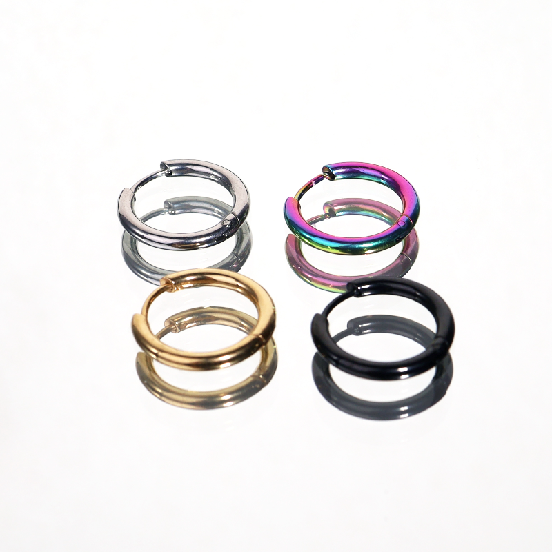 shinma真空电镀基本款钛钢素圈耳扣式耳环耳圈日韩潮流朋克