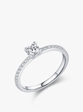 戒指女小众镶钻ins潮闭口求婚钻戒