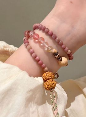 新中式双层叠戴串珠手链女款小众精致复古珠子手串手饰