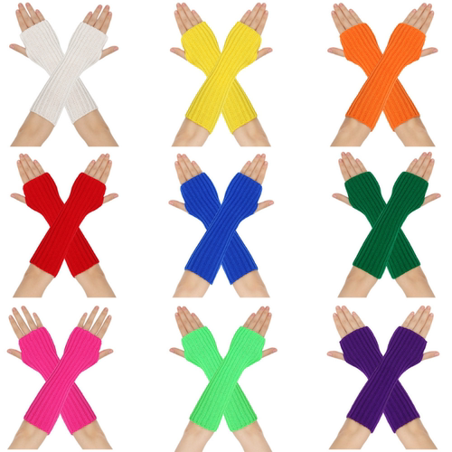 秋冬针织保暖袖套男女通用韩版长款半指咖色袖套手臂套