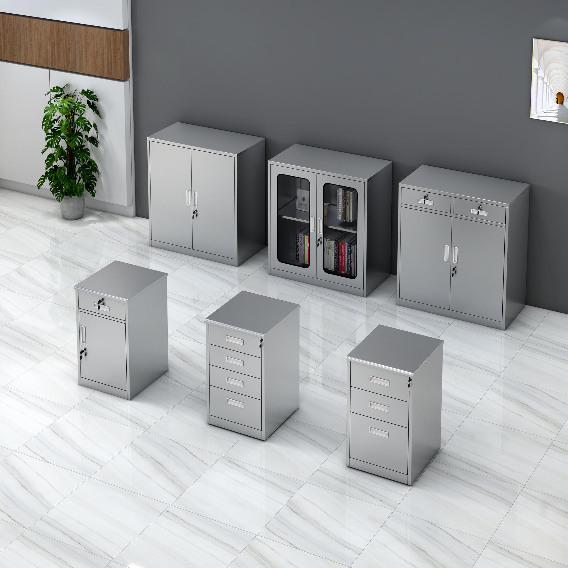 不锈屉钢矮柜文下件柜床头柜带储锁抽物柜一斗一门桌ZH-00269活动