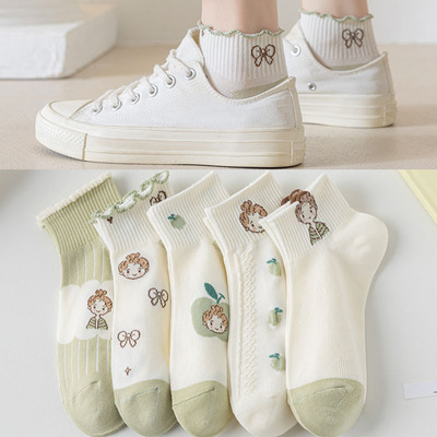 春夏薄款短袜日系卡通女士中筒袜