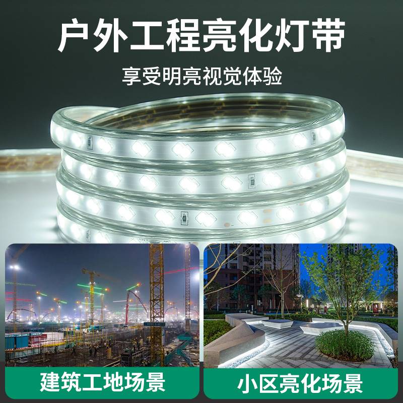 led灯带24v36v220v卷100米戶外防水工程工地下室隧道养殖照明灯条