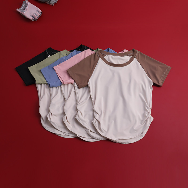 健身上衣女夏季弹力紧身短款运动短袖t恤修身透气跑步训练瑜伽服