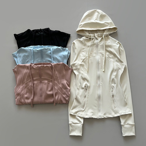 Lulu同款瑜伽服女秋运动外套磨毛连帽健身上衣修身显瘦夹克速干衣