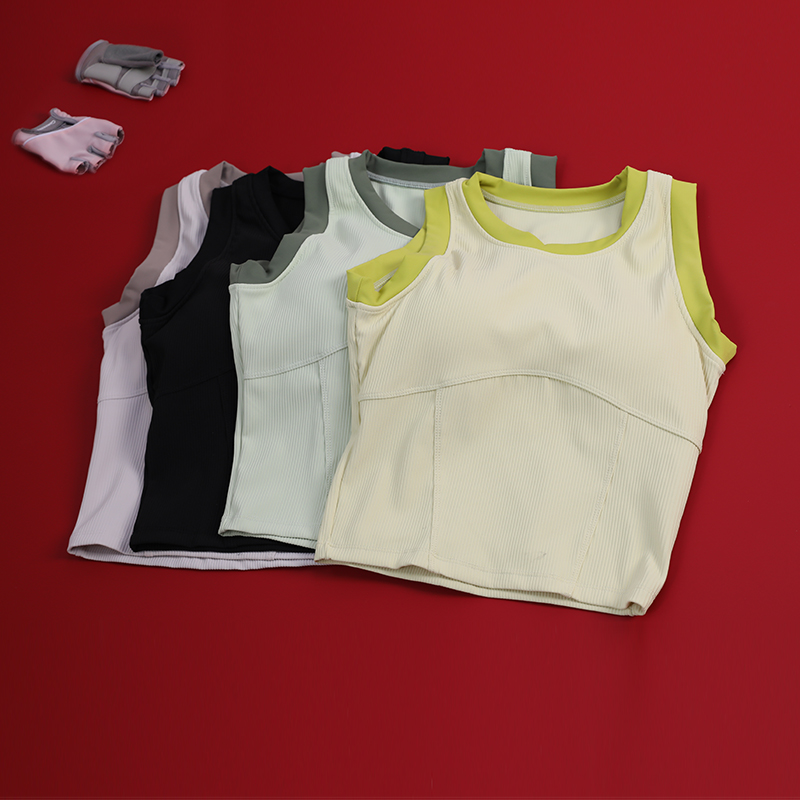 运动背心速干无袖带胸垫