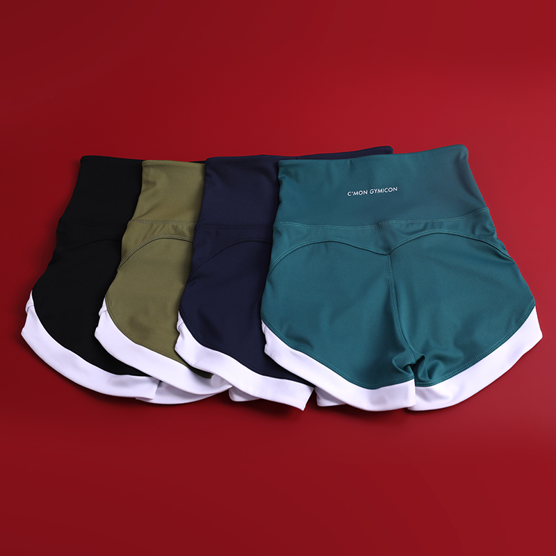 瑜伽短裤女高腰健身裤拼色紧身裤提臀夏季运动训练跑步瑜伽三分裤