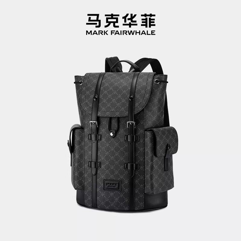 Mark Fairwhale/马克华菲新款男士双肩包时尚商务通勤多功能背包