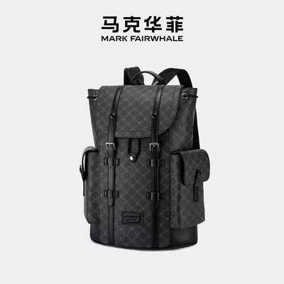 Mark Fairwhale/马克华菲新款男士双肩包时尚商务通勤多功能背包