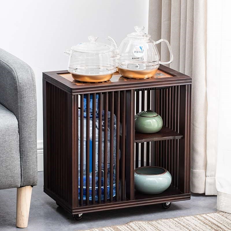 茶桌边水桶架g烧水壶一体办公室移动实木茶台中式家用小型茶几边