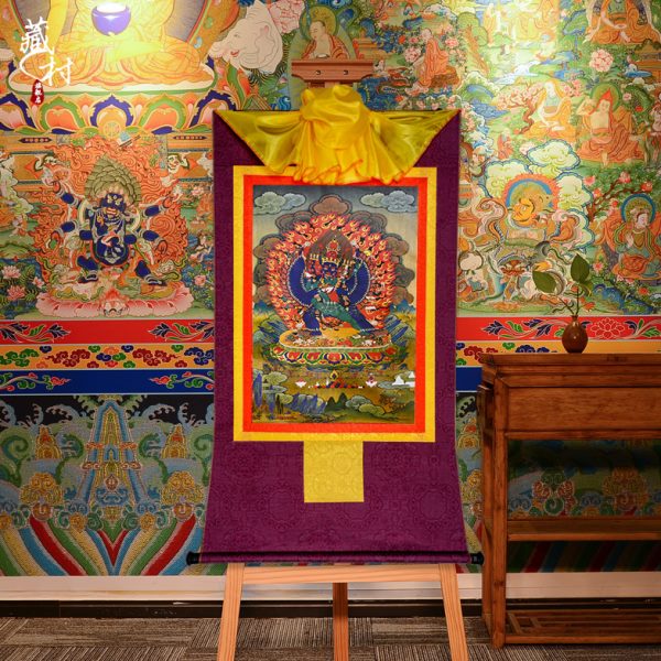 金刚挂画室内西藏用品金大烫金唐卡威德藏村 挂件镀佛像家用画 像