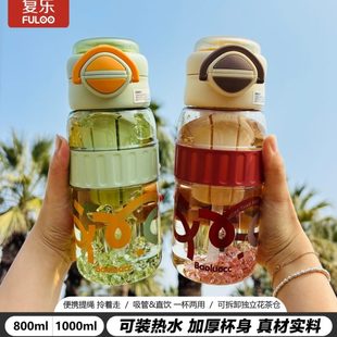 高携式 乐运动水杯时尚 饮学生颜值防摔双复车载健身可吸管水壶大容