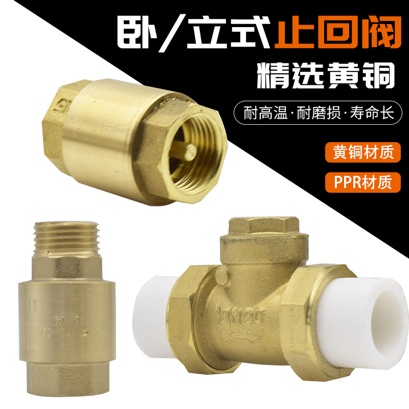 黄铜内外丝止回阀卧立式逆止20/25PPR热L熔双活接自来水管表单向