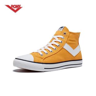 PONY波尼圆头系带防滑耐磨包裹性高帮情侣款帆布鞋