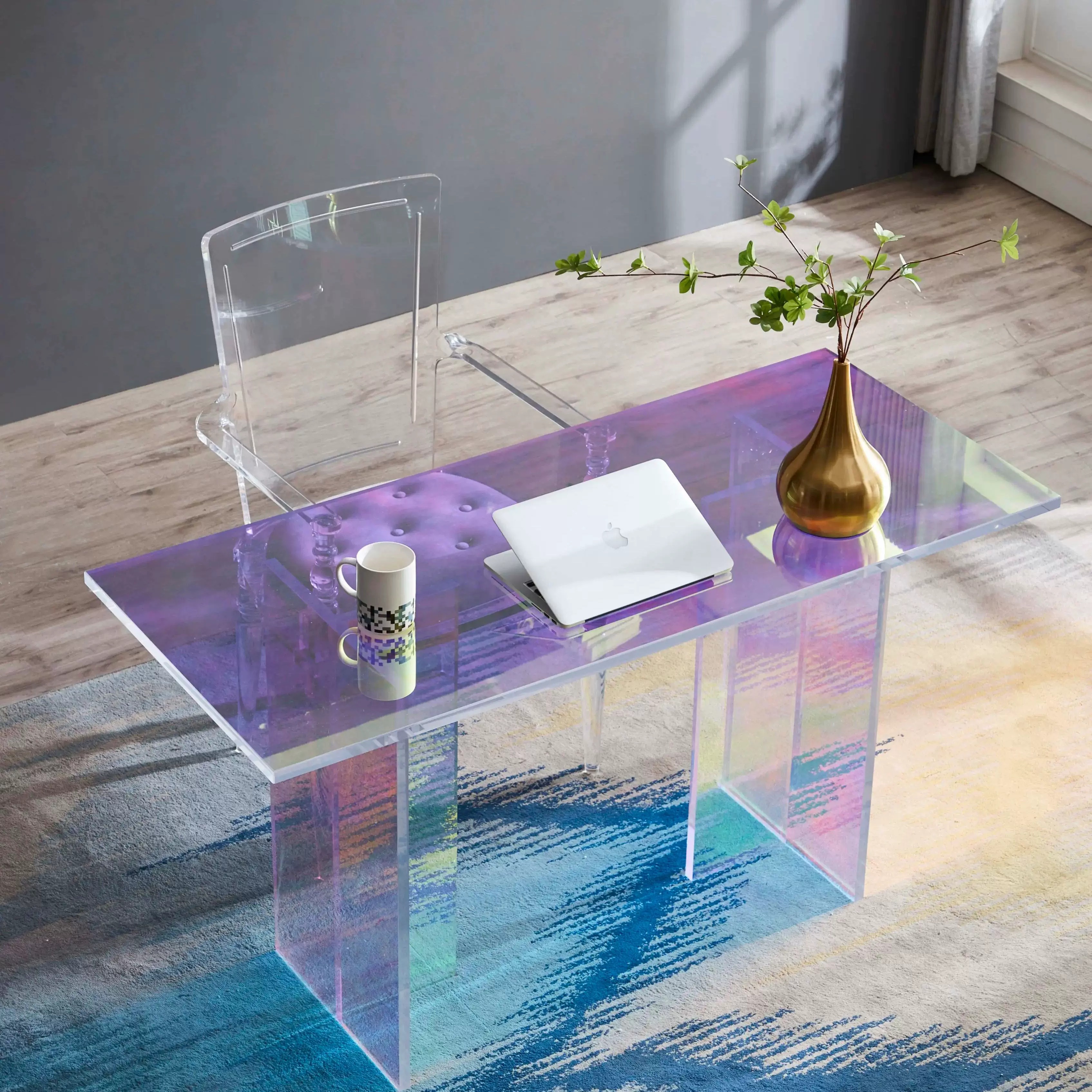 亚克力炫彩拆装轻奢网红收纳桌子