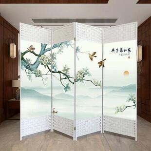 屏风隔断 简约现代中式 折叠移动客厅卧室实木遮挡墙玄关家用窗帘