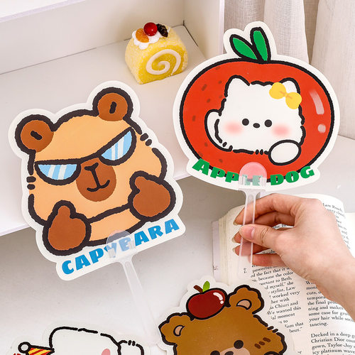 校园奖品卡通小扇子夏季便携广告扇子小礼品异形手摇扇ins可爱少